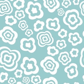 (medium) abstract floral shapes white on cerulean