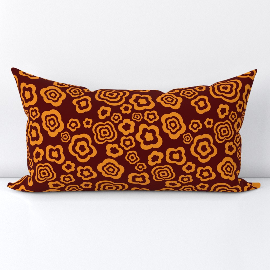 (medium) abstract floral shapes golden honey on brown