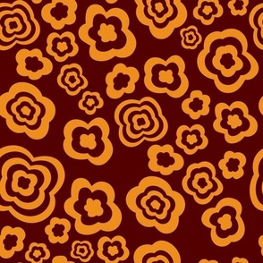 (medium) abstract floral shapes golden honey on brown