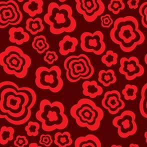 (medium) abstract floral shapes red on dark rustic red