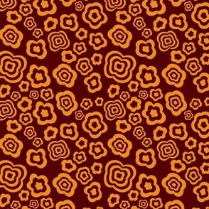 (small) abstract floral shapes golden honey on brown