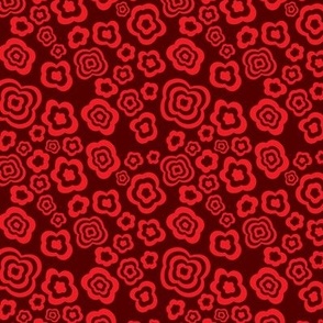 (small) abstract floral shapes red on rustic red
