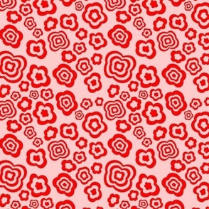 (small) Abstract Floral Shapes red on pink