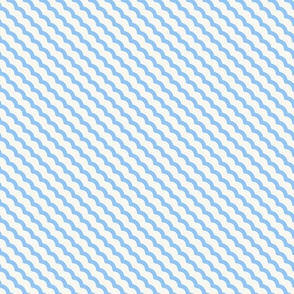 Thick Geometric Waves - Minimalist Decor in Baby Blue and Ivory / Medium