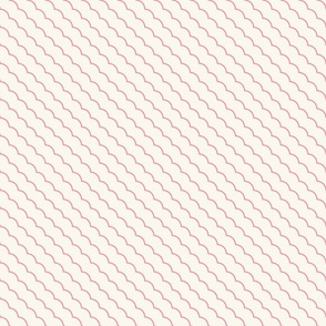 Thin Geometric Waves - Minimalist Decor in Baby Pink and Ivory / Medium