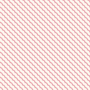Medium Thick Geometric Waves - Minimalist Decor in Baby Pink and Ivory / Medium