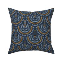 Art deco Geometric Scallops_Indigo blue Gold_Regular