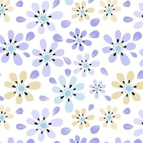 Retro flowers in  blue and beige from Anines Atelier.  For nursery,  playroom an girls room design