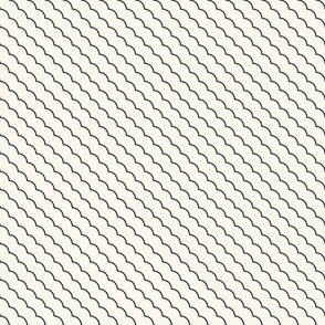 Thin Geometric Waves - Minimalist Decor in Ivory and Charcoal / Medium