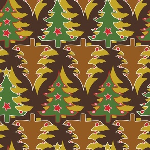 Geometric Christmas trees in retro style
