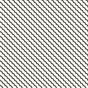 Medium Thick Geometric Waves - Minimalist Decor in Ivory and Charcoal / Medium