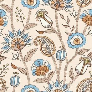 Oriental flowers (beige and blue) 