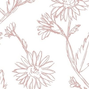 Weekend Daisy Large - Medium Blush Pink on White