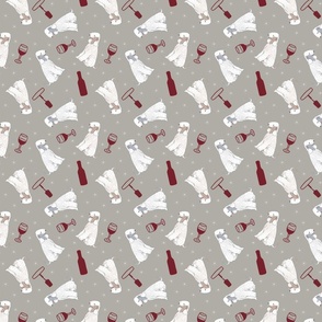 Tiny Bedlington Terriers - wine