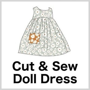 Strawflower Cut & Sew Doll Dress (mist) on FAT QUARTER for Forever Virginia Dolls and other 1/8, 1/6 and 1/5 scale child dolls  // little small scale tiny mini micro doll 