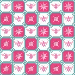 Checkerboard Bees (Mint green and Pink) 