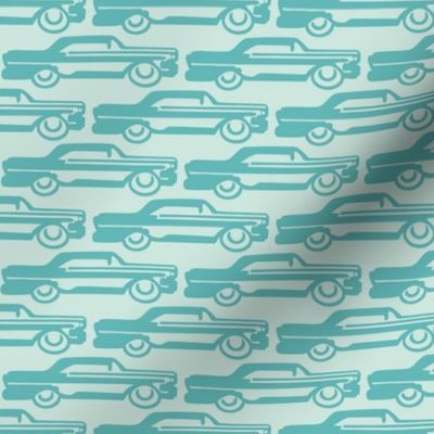 Mint Green Vintage Cars Blender Pattern 