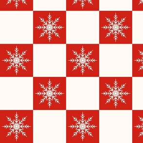 Snowflakes checkerboard (red and white) 