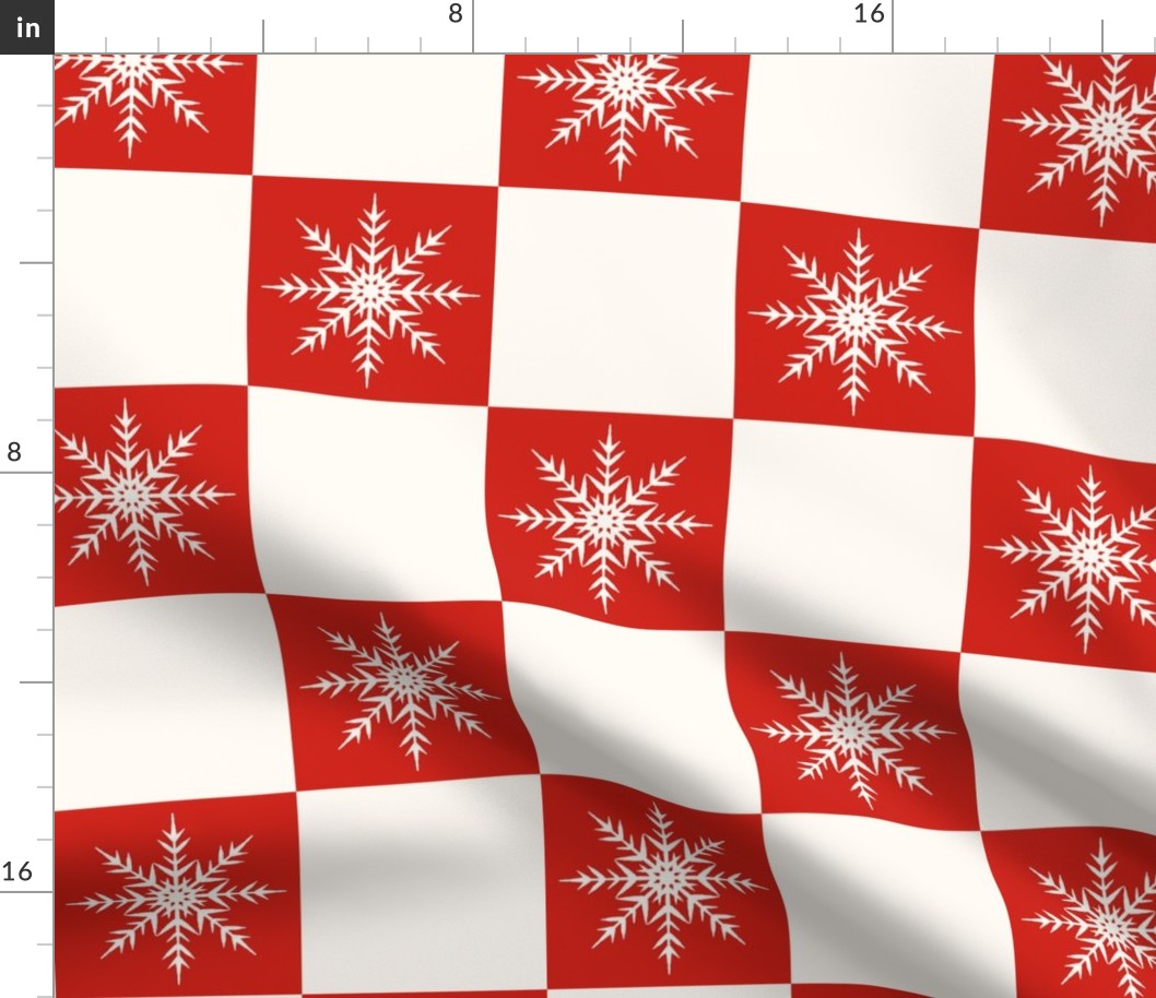 Snowflakes checkerboard (red and white) 