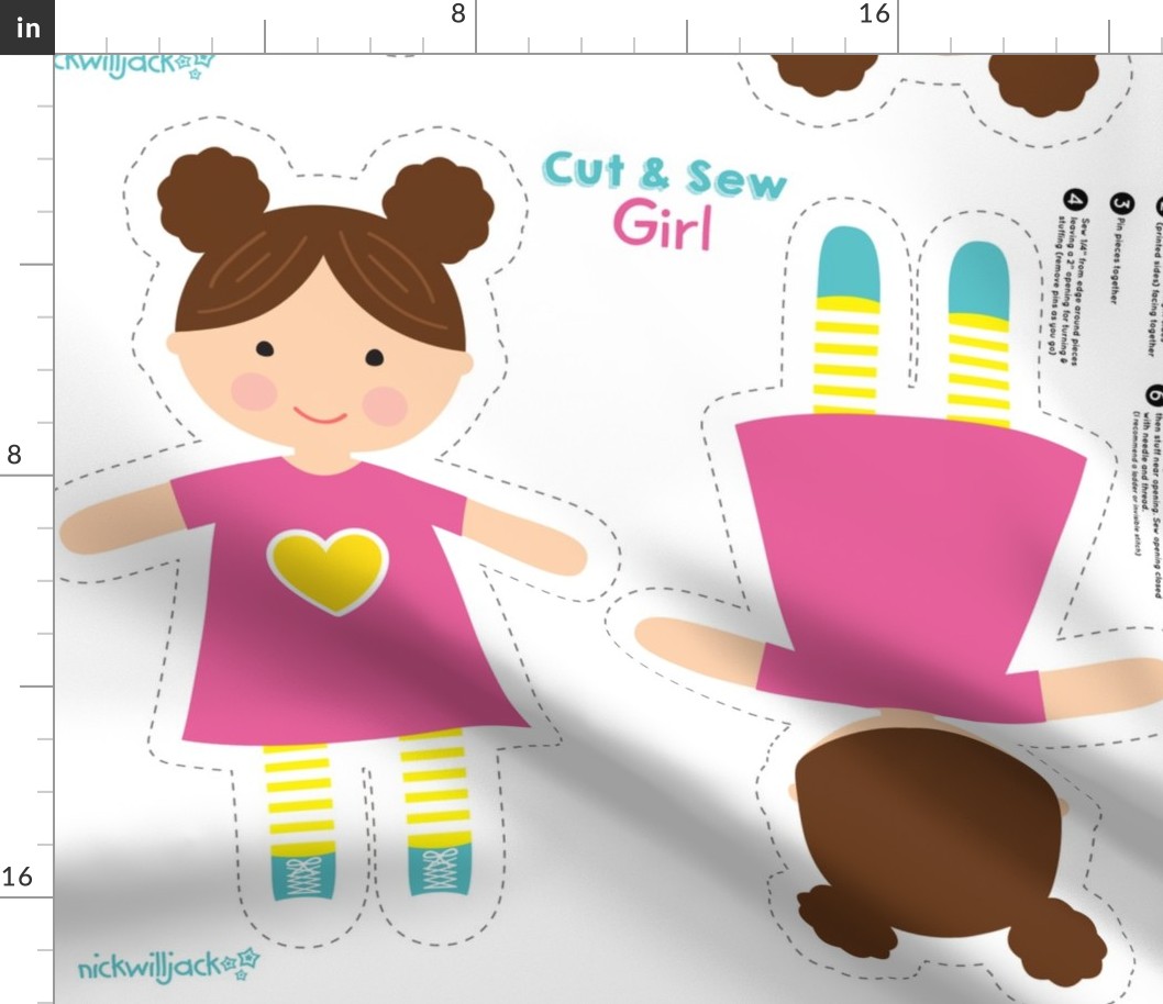 Cut and Sew Doll Heart dress doll 24 black eyes-09