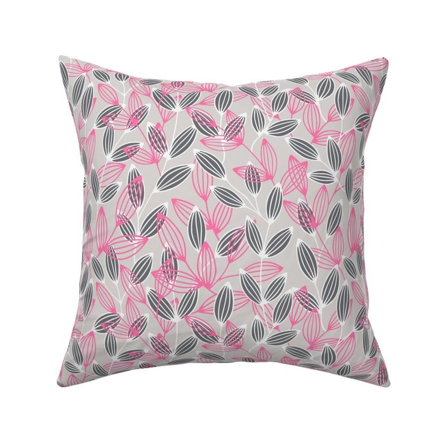 1214 medium - Zebrina Vines - Pink and Slate Gray on White