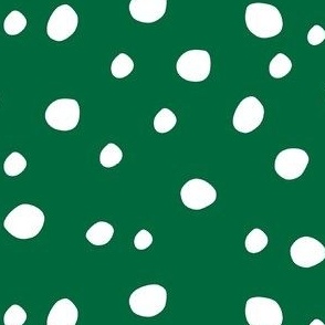 Medium Scale White Dots on Emerald Green