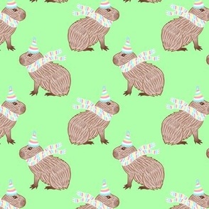 Green Birthday Capybara Pattern