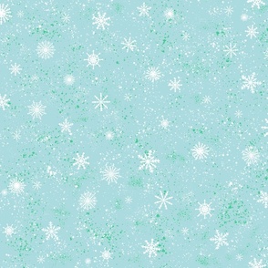 snowflake splatter blue green