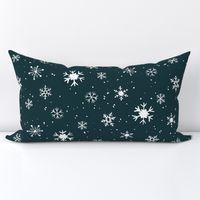 Hand Drawn Snowflakes And Snow Jade Green Medium