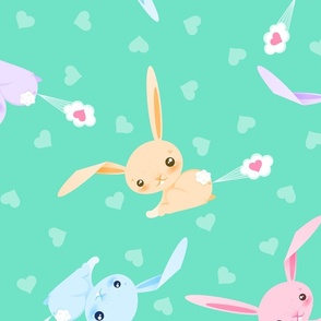 Cuter than a Bunny Poot Pastels on Green - XL