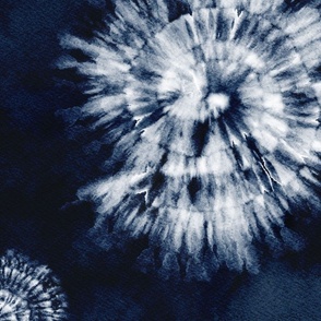 shibori - white spirals on indigo blue - shibori textile pattern
