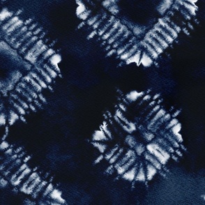 shibori - white lozenges on indigo blue - shibori textile pattern