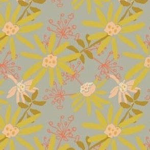Passion Fruit Floral on Gray