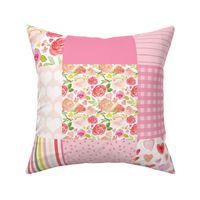 sweetness valentines floral faux quilt - pink 
