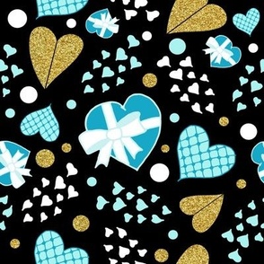 Sweet Blue & Gold Hearts