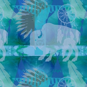 Buffalo Collage - Green Blue