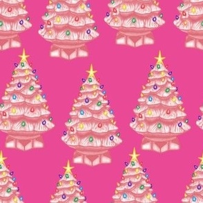 pink ceramic xmas tress - hot pink