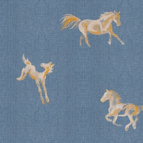 Denim with Painted Horses