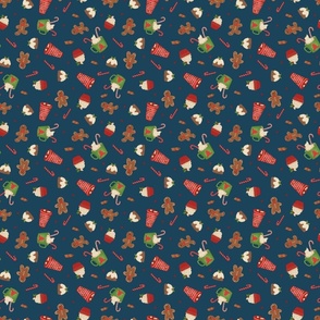 Christmas treats- navy background small scale