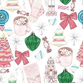 vintage pink xmas - white