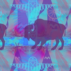 Buffalo Collage - Blue Purple