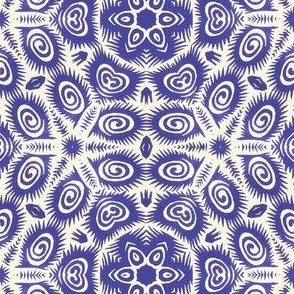 Block Printed Peacock Floral_Blue (Jumbo)