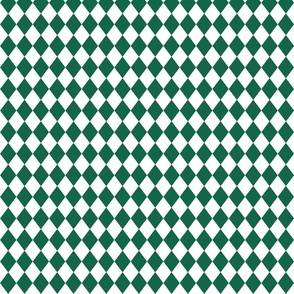 Small Emerald and White Diamond Harlequin Check Pattern