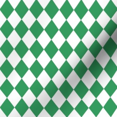 Small Kelly Green and White Diamond Harlequin Check Pattern