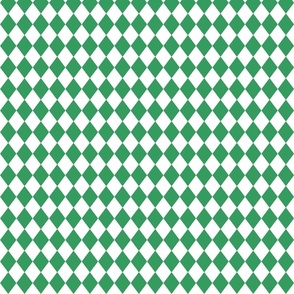 Small Kelly Green and White Diamond Harlequin Check Pattern