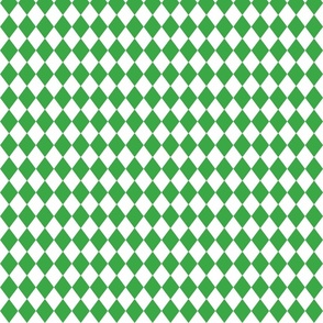 Small Grass Green and White Diamond Harlequin Check Pattern