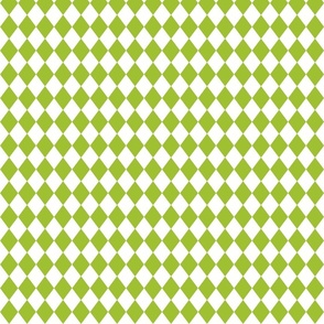 Small Lime and White Diamond Harlequin Check Pattern