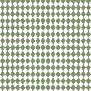 Small Sage and White Diamond Harlequin Check Pattern