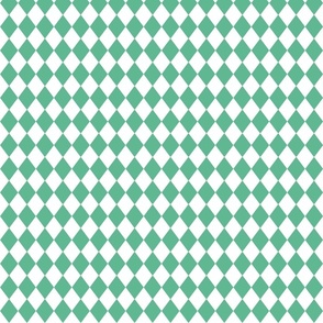 Small Jade and White Diamond Harlequin Check Pattern