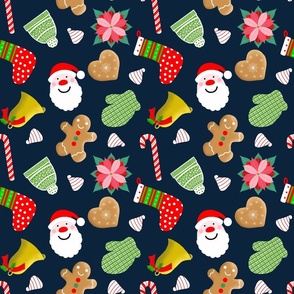 Merry and Bright on Navy Large